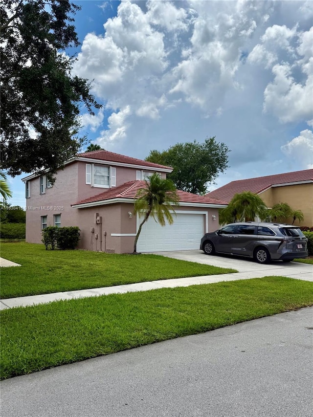 1111 NW 173rd Ave, Pembroke Pines, FL 33029 - view of front of property featuring stucco siding, concrete driveway, a front lawn, and an attached garage