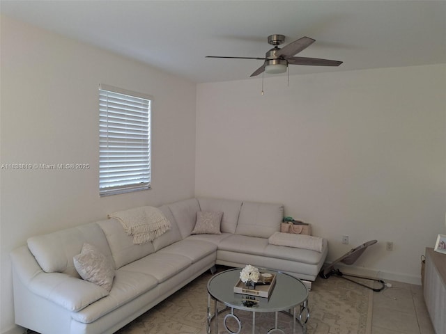 5990 Mustang Mnr, Davie, FL 33314 - living room with a ceiling fan and light tile patterned floors