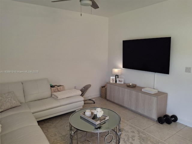 5990 Mustang Mnr, Davie, FL 33314 - living room featuring a ceiling fan and light tile patterned floors