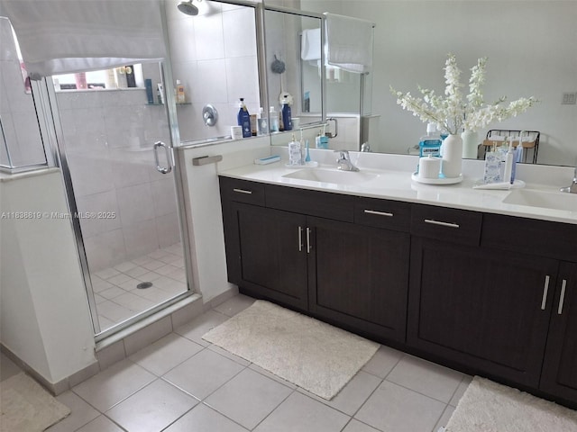 5990 Mustang Mnr, Davie, FL 33314 - full bath featuring double vanity, a shower stall, and tile patterned floors