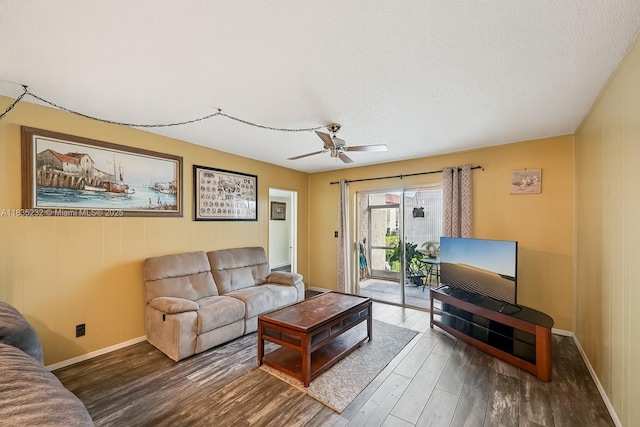 8103 NW 27th St Unit 1, Coral Springs, FL 33065 - living room featuring wood finished floors and a ceiling fan