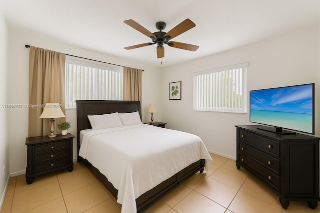 8103 NW 27th St Unit 1, Coral Springs, FL 33065 - bedroom with multiple windows, light tile patterned flooring, and a ceiling fan