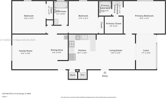 8103 NW 27th St Unit 1, Coral Springs, FL 33065 - view of floor plan / room layout