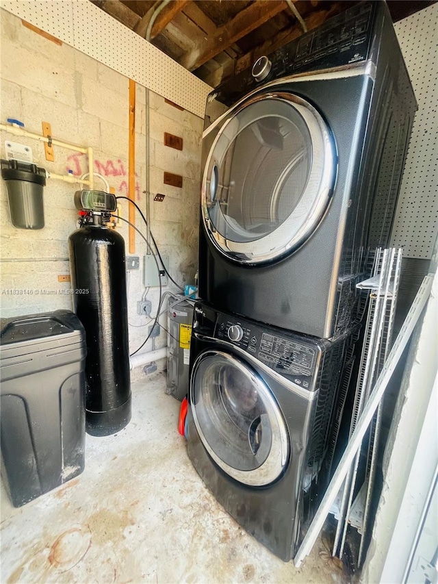 1930 NE 178th St, North Miami Beach, FL 33162 - washroom featuring stacked washer and clothes dryer