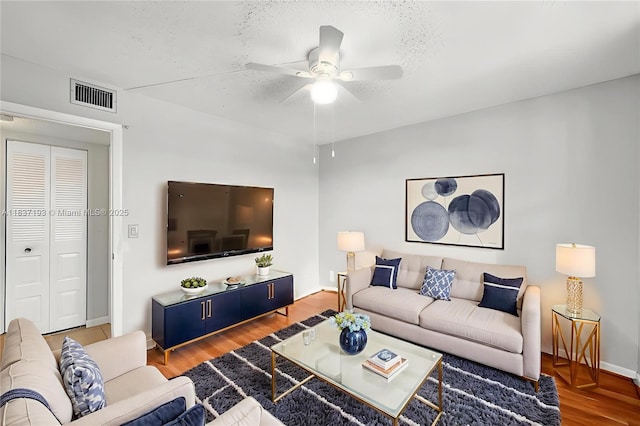 7684 NW 18th St Unit 202, Margate, FL 33063 - living room with ceiling fan and wood finished floors