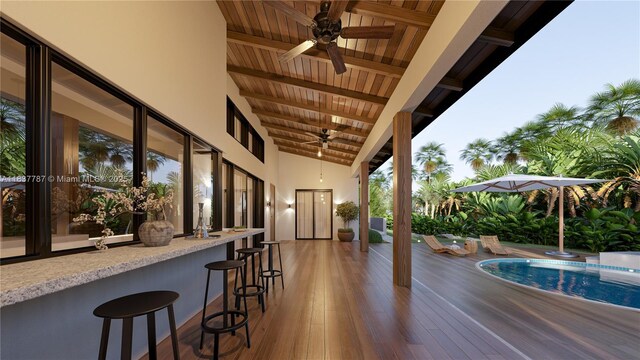 7861 SW 181st Ter, Palmetto Bay, FL 33157 - view of patio / terrace with ceiling fan and an outdoor bar