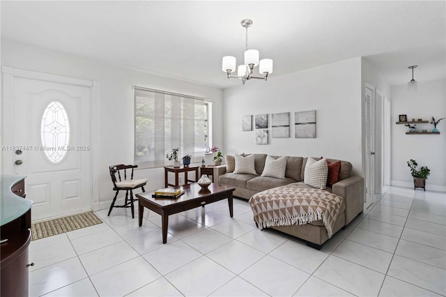 5723 NW 86th Ave, Tamarac, FL 33321 - living area featuring a chandelier and light tile patterned flooring