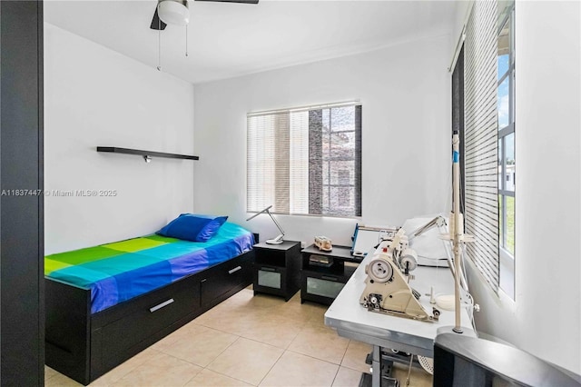 5723 NW 86th Ave, Tamarac, FL 33321 - bedroom featuring tile patterned floors and ceiling fan