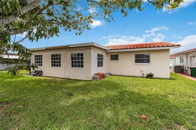 5723 NW 86th Ave, Tamarac, FL 33321 - rear view of house featuring stucco siding, a lawn, and a tiled roof