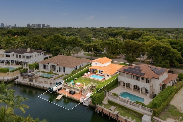 5308 Riviera Dr, Coral Gables, FL 33146 - aerial overview of property's location featuring property parcel outlined and a large body of water