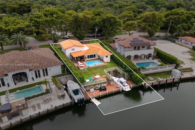 5308 Riviera Dr, Coral Gables, FL 33146 - aerial view of property and surrounding area with a pool area and property parcel outlined
