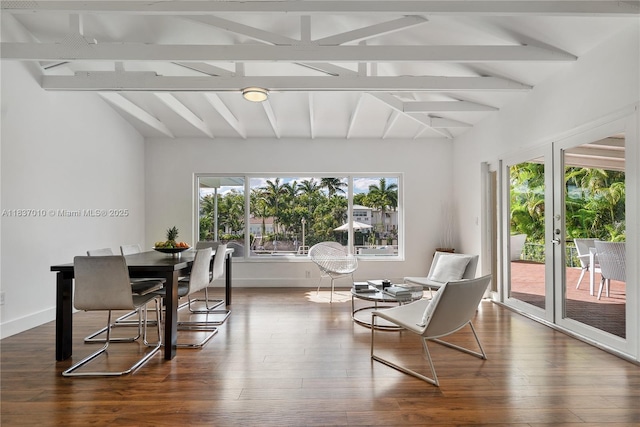 5308 Riviera Dr, Coral Gables, FL 33146 - dining space featuring baseboards and dark wood finished floors