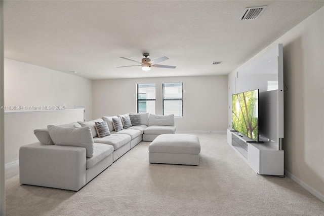 8036 NW 78th St, Tamarac, FL 33321 - living room featuring light colored carpet and ceiling fan