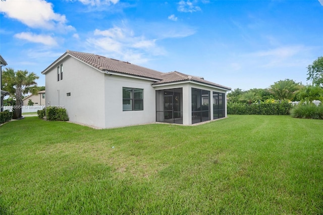 8036 NW 78th St, Tamarac, FL 33321 - rear view of property featuring a tiled roof, stucco siding, and a sunroom