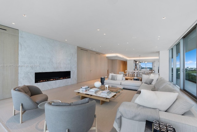 10203 Collins Ave Unit 701, Bal Harbour, FL 33154 - living room with a premium fireplace and recessed lighting