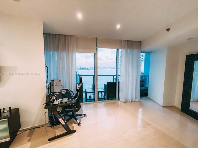 465 Brickell Ave Unit 1101, Miami, FL 33131 - office area featuring recessed lighting and a water view