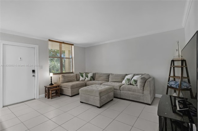 2400 NE 10th St Unit 104, Pompano Beach, FL 33062 - living area with light tile patterned floors and crown molding