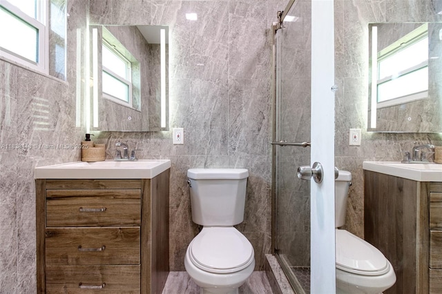 5387 SW 40th Ave Unit 202, Dania Beach, FL 33314 - bathroom with tile walls, vanity, and a shower