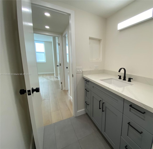 4400 Hillcrest Dr Unit 314B, Hollywood, FL 33021 - bathroom featuring vanity, tile patterned floors, and recessed lighting