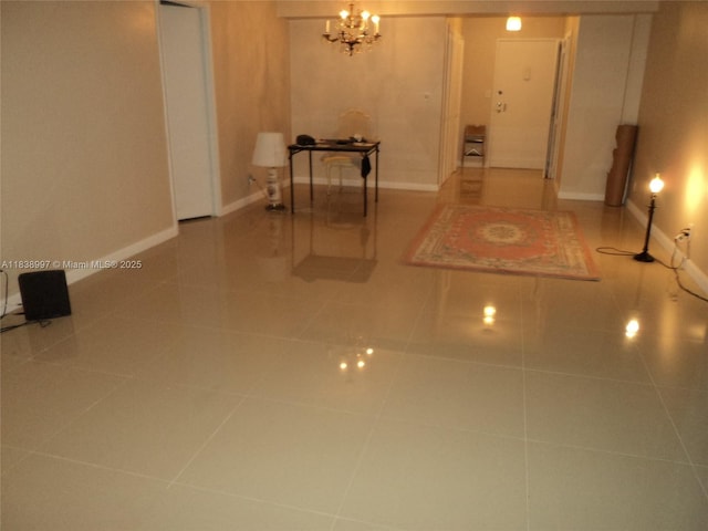 1050 93rd St Unit 6F, Bay Harbor Islands, FL 33154 - hall with tile patterned floors and a chandelier