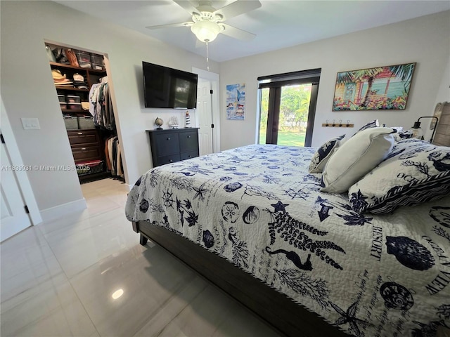 10120 NW 71st Pl, Tamarac, FL 33321 - bedroom featuring a walk in closet, access to exterior, and ceiling fan