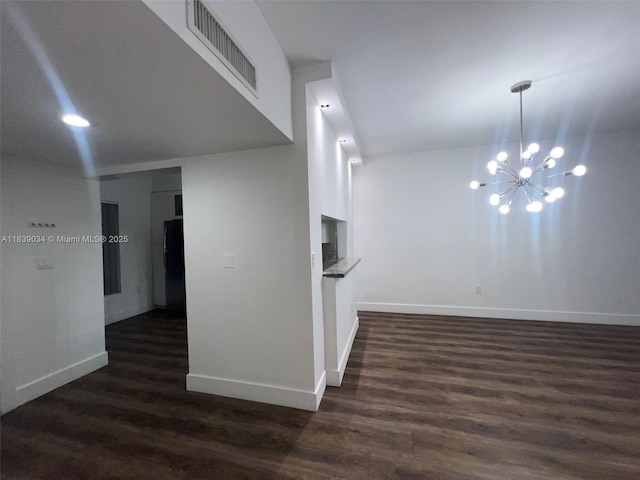 8831 SW 130th Pl Unit 106, Miami, FL 33186 - kitchen with a chandelier, dark wood-type flooring, and hanging light fixtures