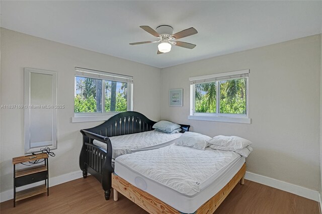 16000 N Miami Ave, Miami, FL 33169 - bedroom with multiple windows, wood finished floors, and ceiling fan