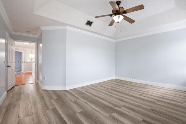 14834 SW 140th St, Miami, FL 33196 - empty room featuring light wood-type flooring, ceiling fan, and crown molding