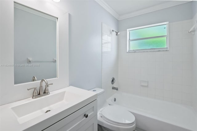 14834 SW 140th St, Miami, FL 33196 - full bath with vanity, shower / tub combination, and ornamental molding