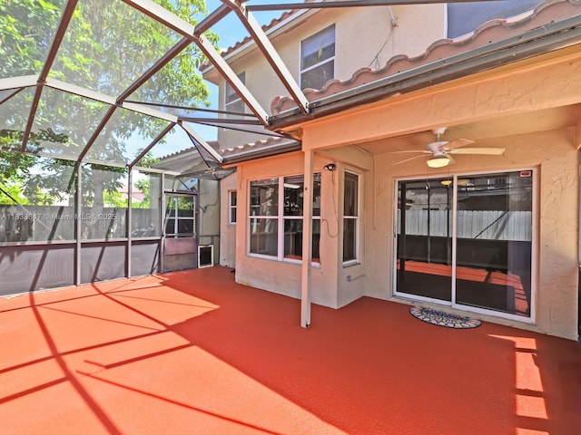18232 SW 5th St, Pembroke Pines, FL 33029 - view of patio with a ceiling fan and glass enclosure