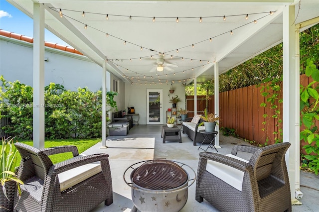 1650 SW 17th St, Miami, FL 33145 - view of patio / terrace featuring an outdoor living space with a fire pit