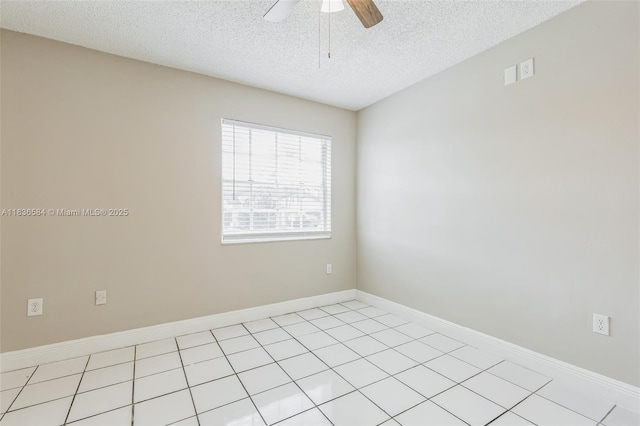 5370 SW 144th Ave, Miami, FL 33175 - empty room with a textured ceiling, a ceiling fan, and light tile patterned floors
