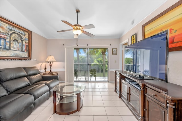 5560 Lakeside Dr Unit 204, Margate, FL 33063 - living room with ceiling fan and light tile patterned floors