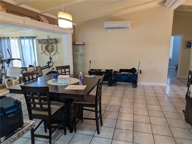 2606 Gulfstream Ln, Fort Lauderdale, FL 33312 - dining space with a wall mounted air conditioner and light tile patterned floors