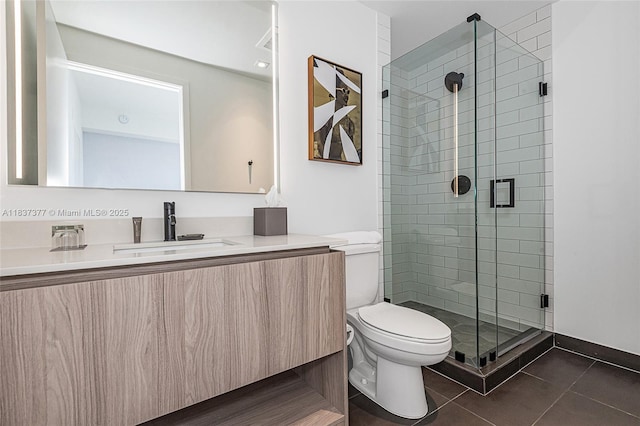 398 NE 5th St Unit 3711, Miami, FL 33132 - bathroom featuring vanity, tile patterned flooring, and a shower stall