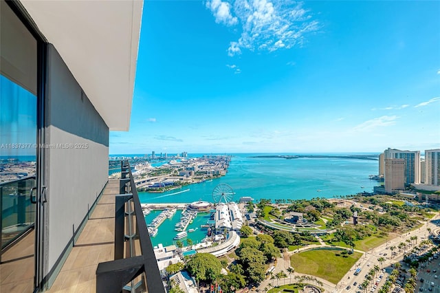398 NE 5th St Unit 3711, Miami, FL 33132 - balcony with view of marina, a water view, and a view of city