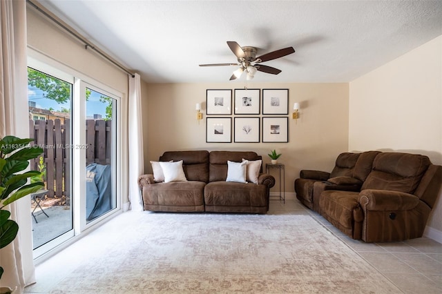8010 SW 18th Ct Unit 1-8, Davie, FL 33324 - living room featuring ceiling fan and light tile patterned floors