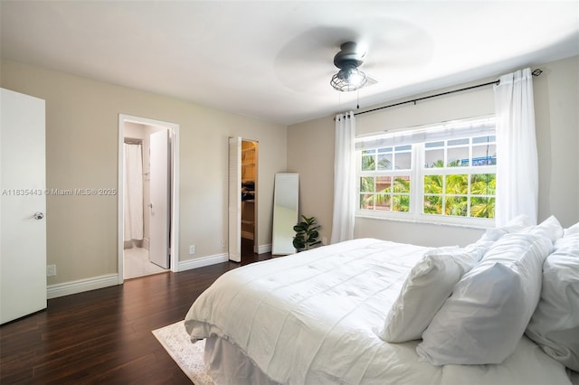 8010 SW 18th Ct Unit 1-8, Davie, FL 33324 - bedroom featuring dark wood finished floors, ensuite bath, and a ceiling fan