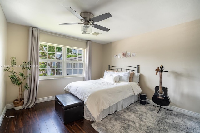8010 SW 18th Ct Unit 1-8, Davie, FL 33324 - bedroom with dark wood-style flooring and ceiling fan