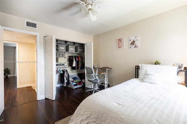 8010 SW 18th Ct Unit 1-8, Davie, FL 33324 - bedroom with a closet, wood finished floors, and a ceiling fan