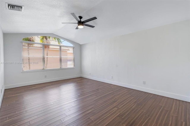 5050 Greenwich Preserve Ct, Boynton Beach, FL 33436 - empty room with a ceiling fan, dark wood finished floors, and vaulted ceiling