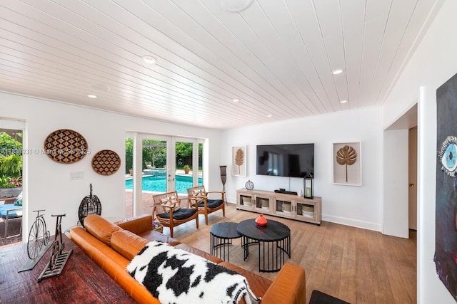 6957 SW 148th Ter, Palmetto Bay, FL 33158 - living area with wooden ceiling, light wood-style flooring, plenty of natural light, and recessed lighting
