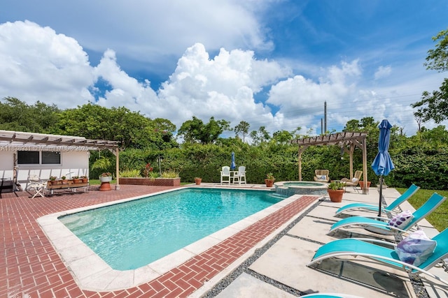 6957 SW 148th Ter, Palmetto Bay, FL 33158 - view of pool featuring a pergola, a patio, and a pool with connected hot tub