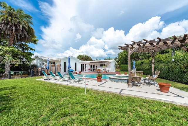 6957 SW 148th Ter, Palmetto Bay, FL 33158 - view of swimming pool with a pergola, a patio, and a pool with connected hot tub