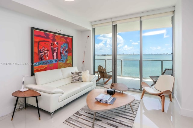 2900 NE 7th Ave Unit 404, Miami, FL 33137 - living room featuring a wall of windows and a water view