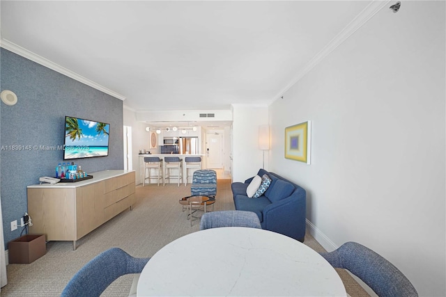 4401 Collins Ave Unit 2305, Miami Beach, FL 33140 - living room with crown molding and light colored carpet