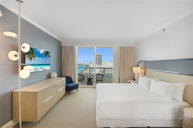 4401 Collins Ave Unit 2305, Miami Beach, FL 33140 - bedroom with ornamental molding and light carpet