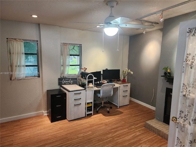 3521 E 8th Ave, Hialeah, FL 33013 - office area featuring light wood finished floors and a ceiling fan