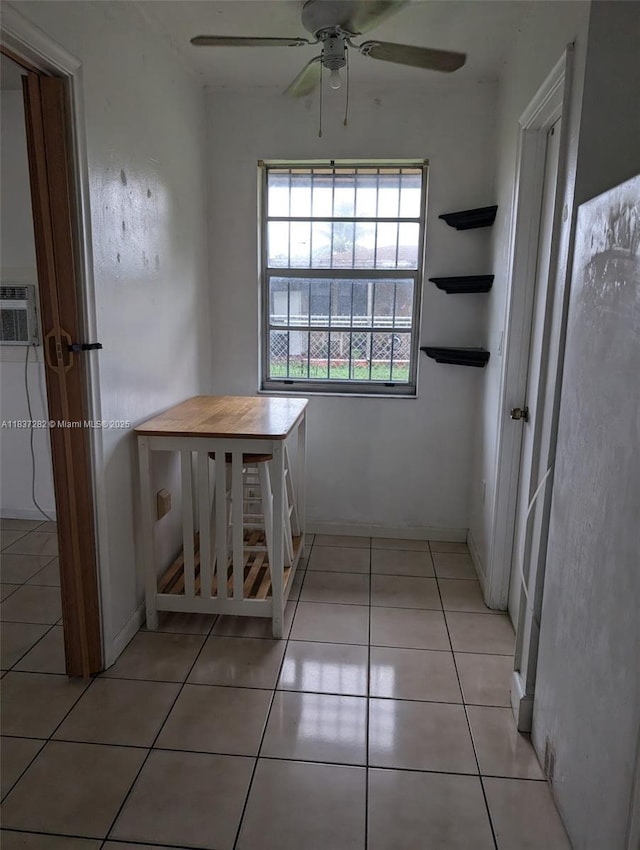 3521 E 8th Ave, Hialeah, FL 33013 - interior space featuring a ceiling fan and light tile patterned floors
