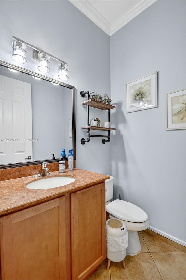 1086 Grove Park Cir, Boynton Beach, FL 33436 - bathroom featuring vanity, ornamental molding, and tile patterned floors